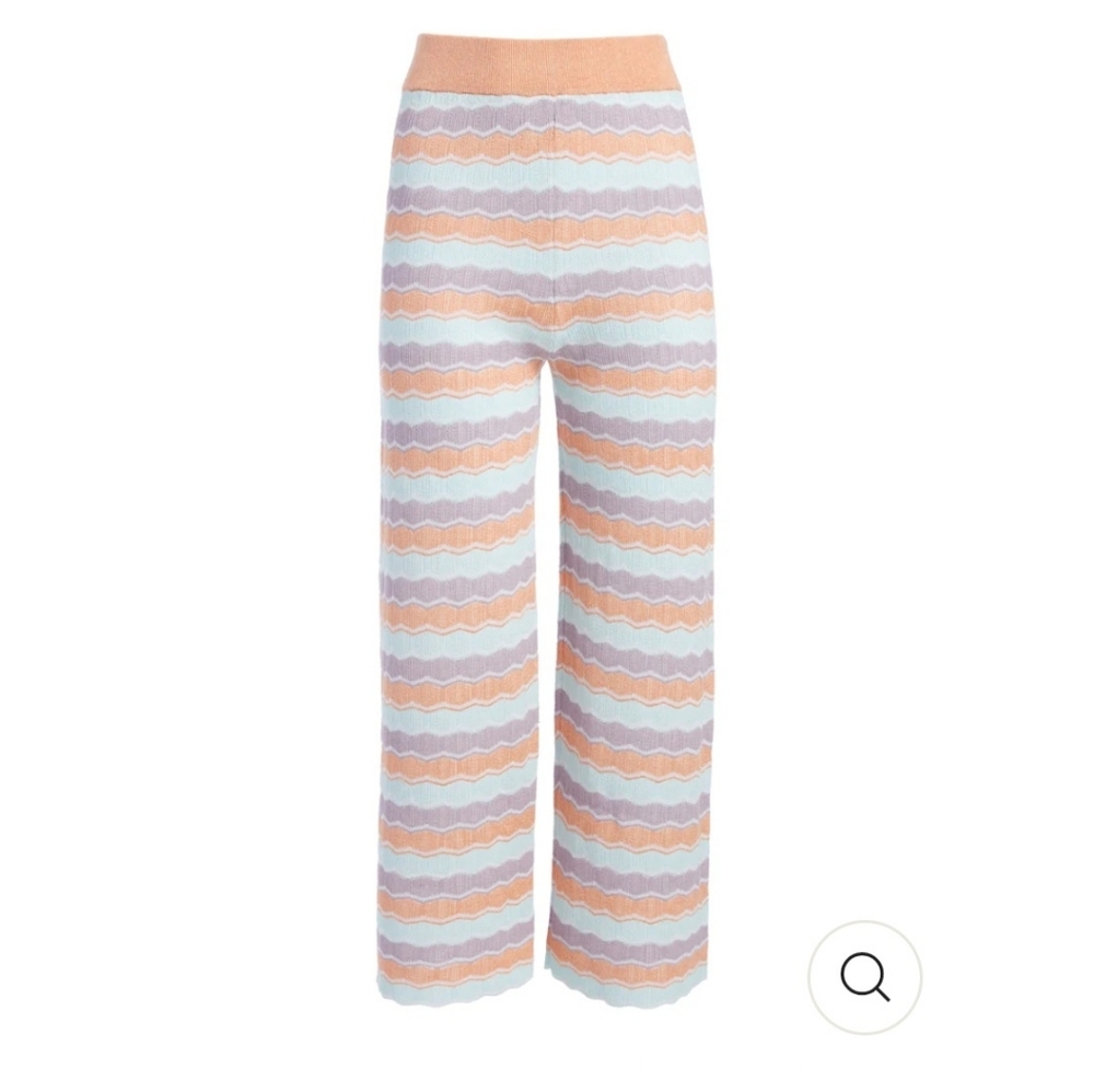 NEW Alice + Olivia Basil Multi Cropped Wide-Leg Crepe Pants Size L